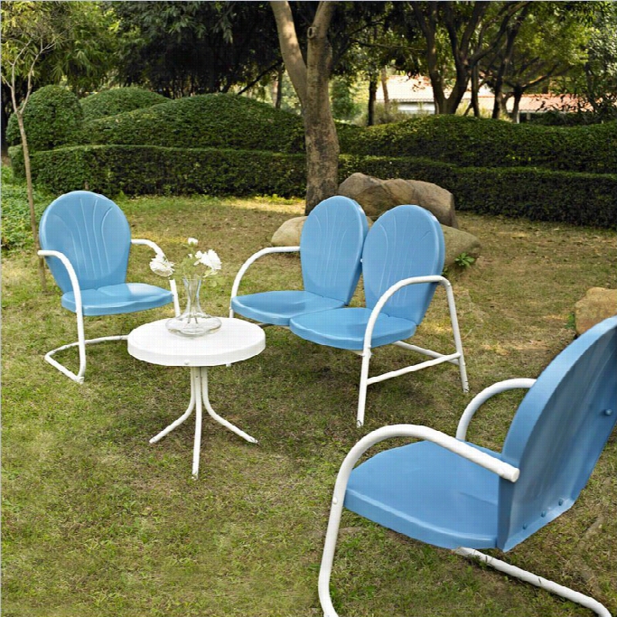 Crosley Grifffith 4 Metal Outdoor Seating Set In Sky Blue