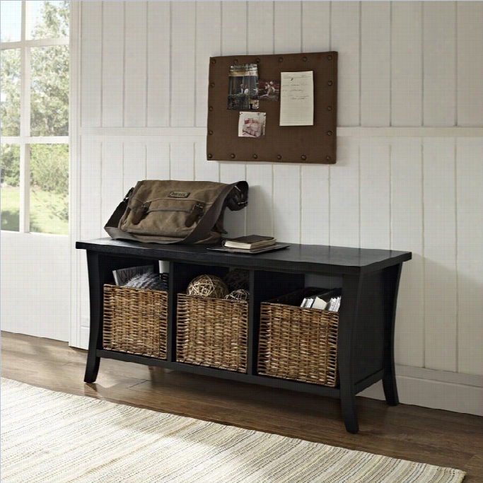 Crosley Walllis Entrwyau Storage Bemch In Black