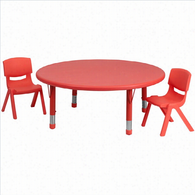 Flash Furitu Re 3 Piece Round Adjustable Table Set In Red-33