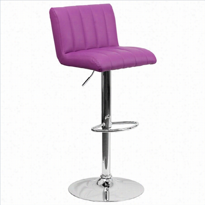 Flash Furniture Quilted 25 To 35 Adjustable Bar Stool  In Purple