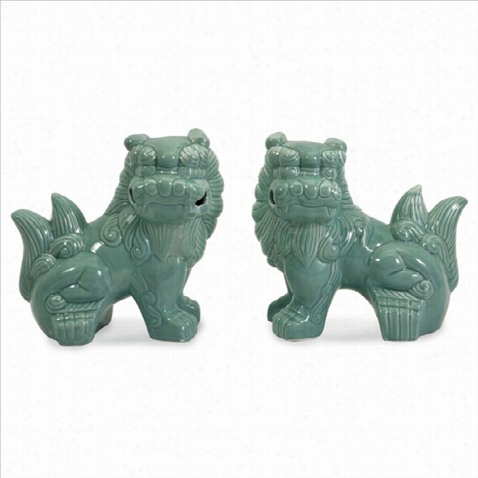 Imax Corporation Choo Foo Dogs In Jade (set Of 2)