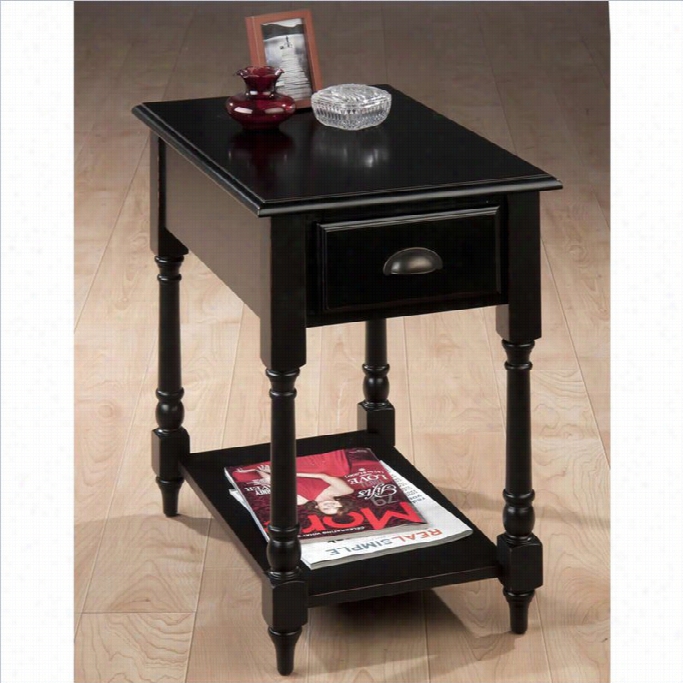 Jofran Chairside Table In Antique Black Finish