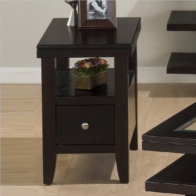 Jofran Marlon Chairside Table With Wood Top In Wenge Finish