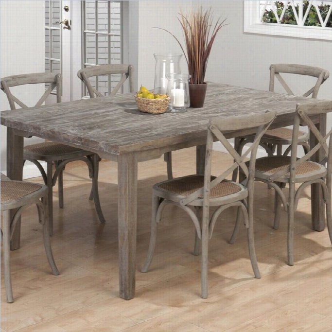 Jofran Solid Oak Rectangular Leg Dining Slab In Burnt Grey