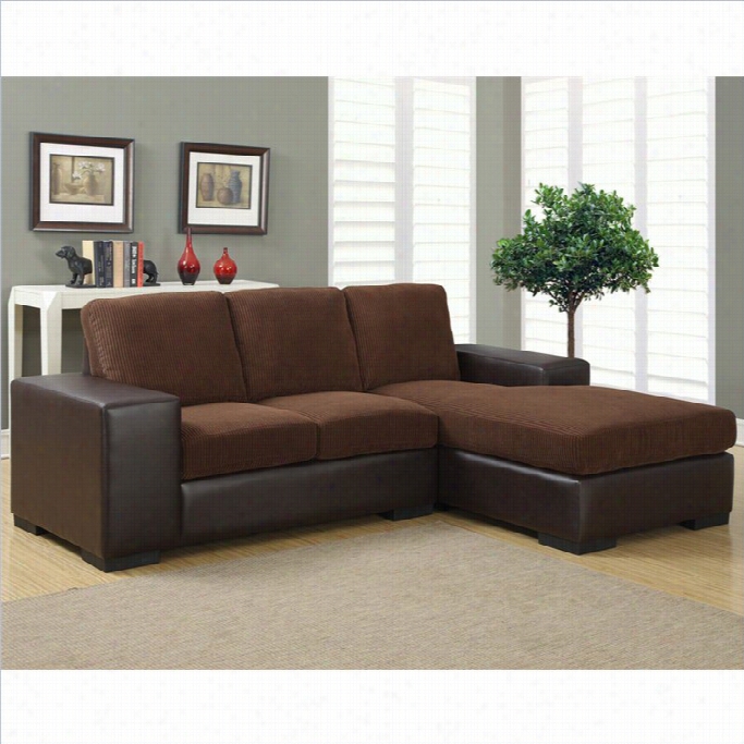 Monarc H Corduroy And Lleather Sofa Idler In Brown