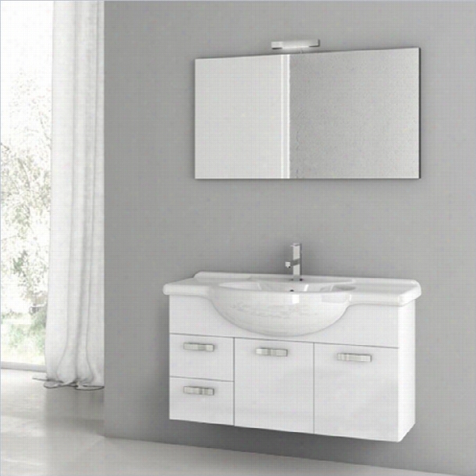 Nameek's Acf 40 Phinex Wall Mounted Bathroom Vanity Set In Smooth And Shining White