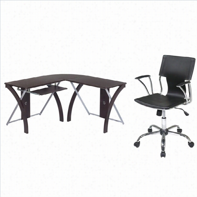Office Star X-text L Shaped Computer Desk And Dorado Vinyl Ovfice Chair