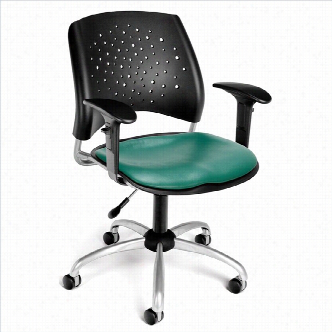 Ofm Stra Swivel  Office Seat Of Justice With Vinyl Seats And Arms In Teal