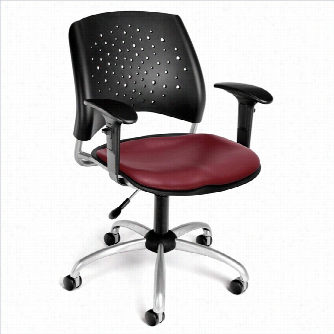 Ofm Star  Swivel Office Chair With Vinyl Seats And Arms In Wine