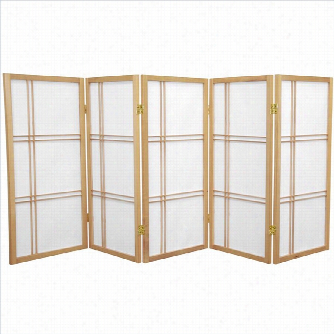 Oriental Furni Ture 3' Tall Shhoji Screen With 5 Pane In Natural