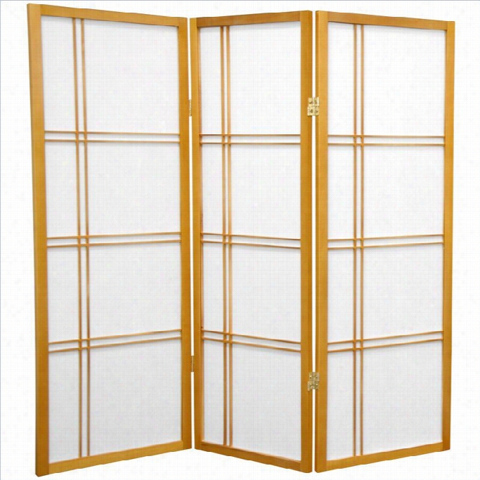 Oriental Furniture 4' Tall Shoi Hide With 3 Panel In Honey