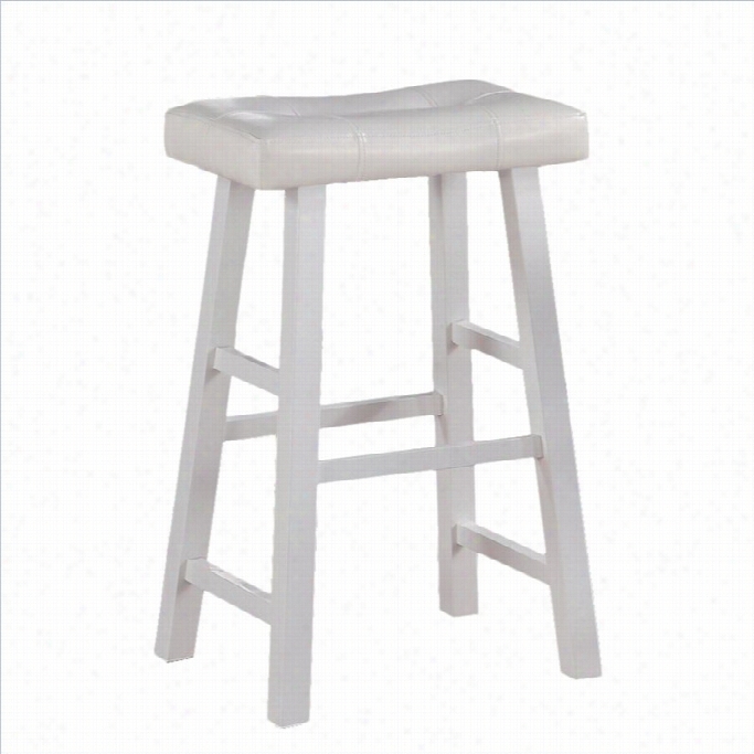 Poundex Country 29 Bar Stool In White (set Of 2)
