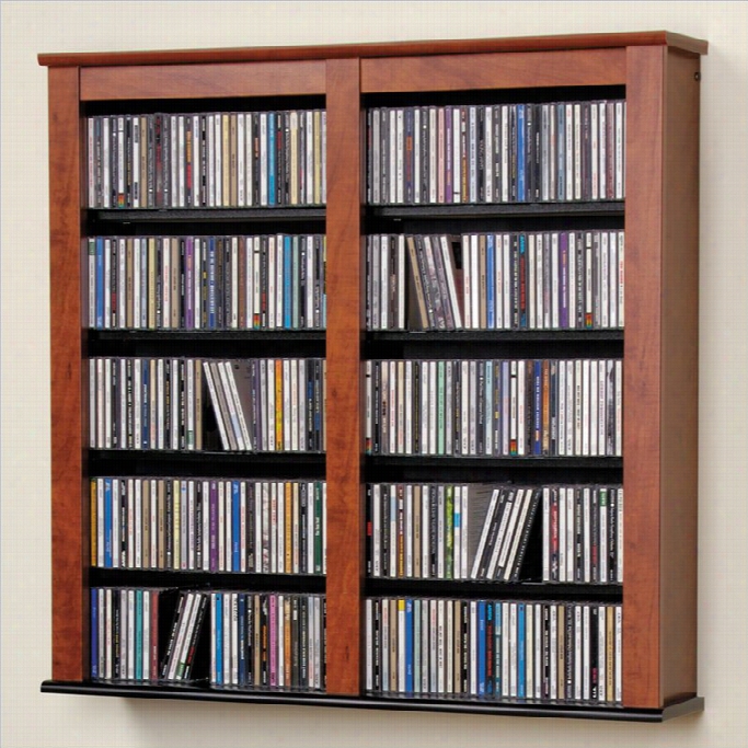 Prepac Double Floating Media Awll Storage In Cherry And Black