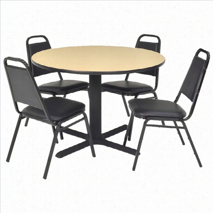 Regency 5 Piece Dining Set In Blackand Beige--36 Inch