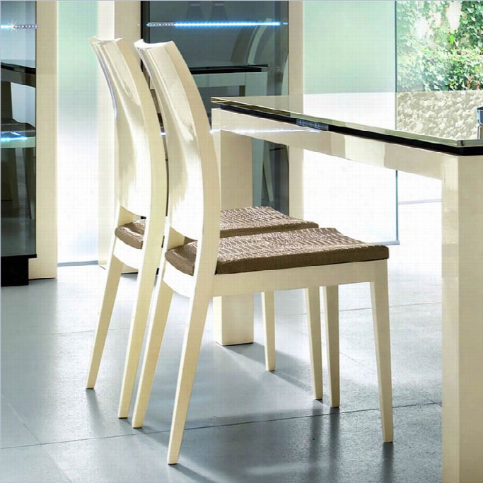 Rosssetto Diamond Dining Chairs In Ivory (swt Of 2)