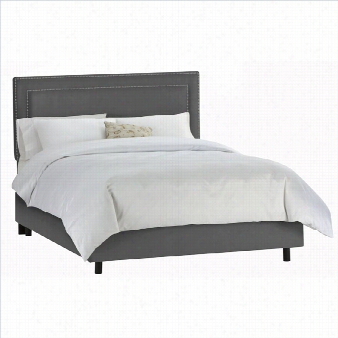 Skyline Furniture Order Bed With Pewter Buttons In Charcoal-twinn