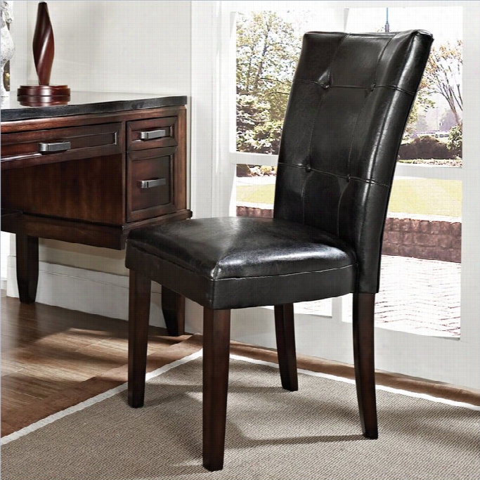Steve Silver Company Chamberlain Parsons Dining Chair With Black Vinyl Upholstery