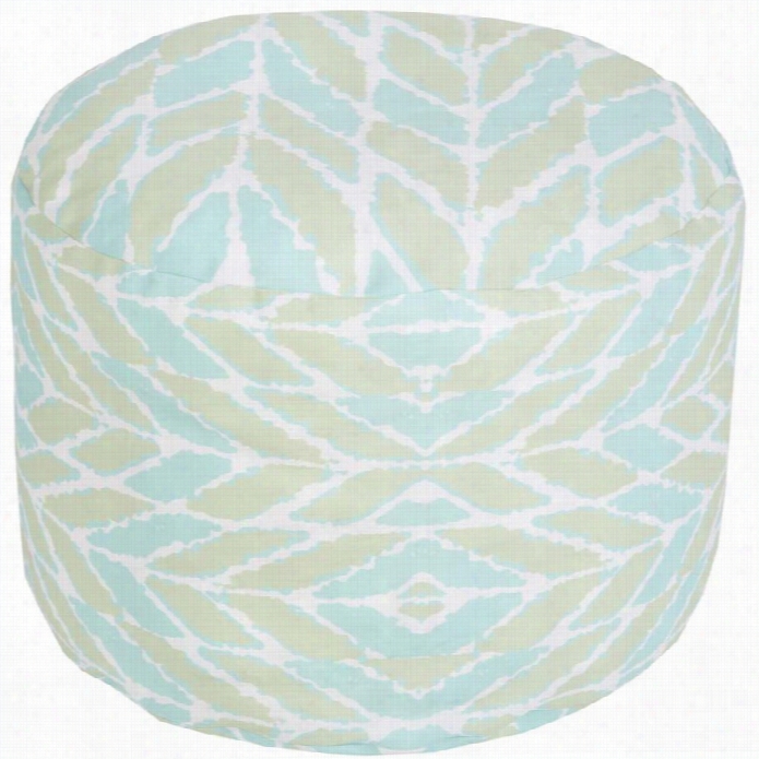 Surya Cylinder Pouf Ottoman In Blue And Lawn