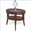 Bassett Mirror Ashland Heights Round Inset Glass End Table in Cherry