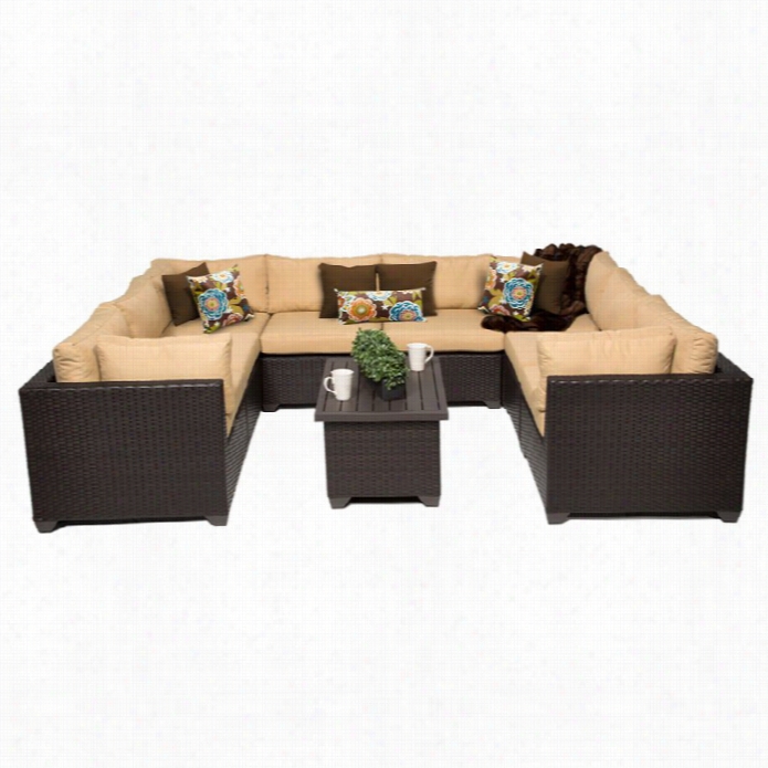 Tkc Belle 9 Piece Outdoor Wicker Sofa Set In Sesame