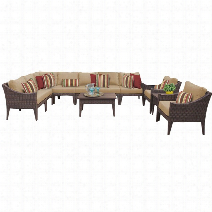 Tkc Man Hattan 11 Piece Ouutdoor Wicker Sofa Set In Wheat