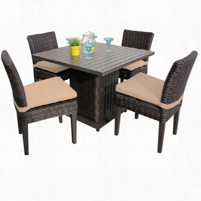 Tkc Venice Square  5 Painting Wicker Patio Dining Regulate In Wheat