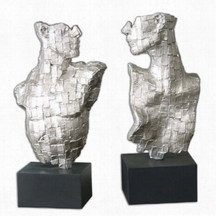 Greatest Eros Silverr Sculptures (set Of 2)