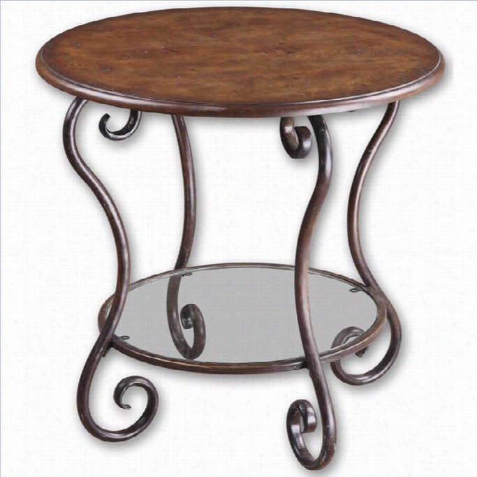 Uttermost Felicienne Wooden Top Accent Table In Chestnut Brown