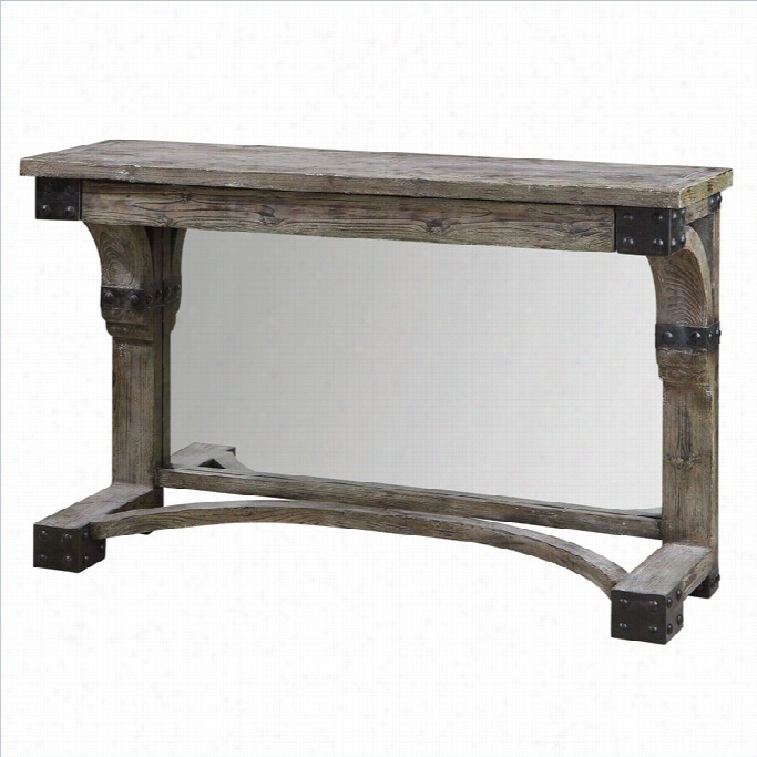 Uttermost Nelo Wwathdred Fir Wood Conso1e Table In Aged Gray Wash