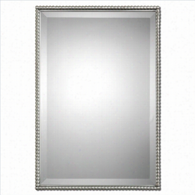 Uttermost Sherise Beaded Metal Wall Mirror In Brsuhed Nickel