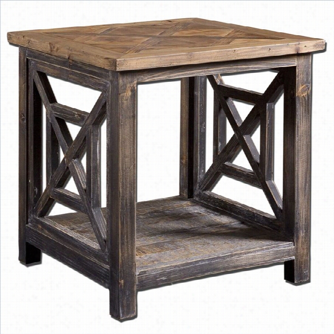 Utttermost  Spiro Recl Aimed Fir Wood End Table In Bruushed Black