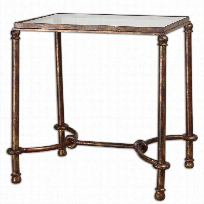 Uttermos Twarring Iron End Table In Rustic Bronze  Patina