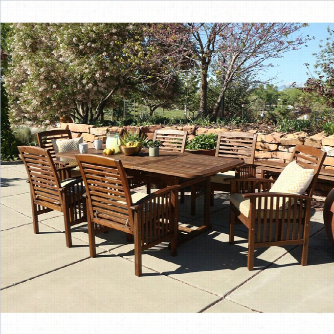 Walker Edisno 7 Piece Acacia P Atio Dining Set In Untaught Brown