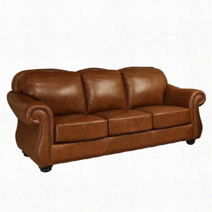 Abbyson Liing Erickson Leather Sofa In Camel Brown