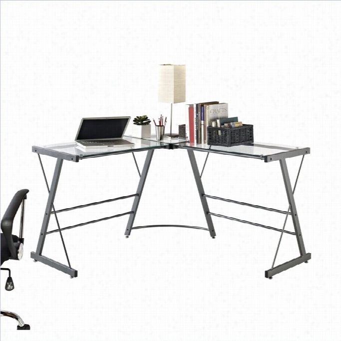 Altra Furniture Glass L-shaped Computer Desk