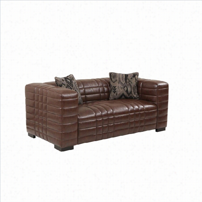 Armen Living Maxton Leather Loveseat In  Brown