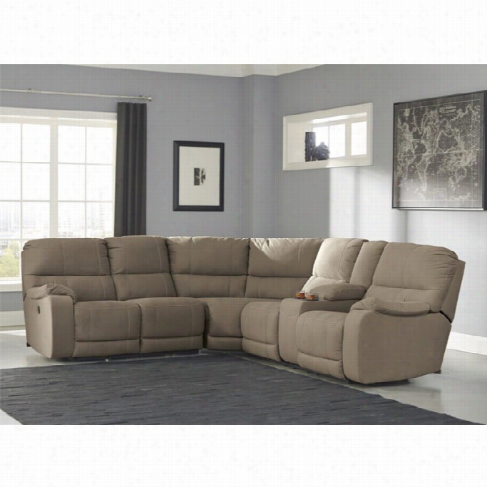 Ashley Bohann On 3 Piece Fabric Right Power Console Sectional In Taaupe