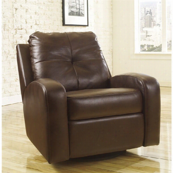 Ashley Furniture Mannix Leather Swivel Glider Recilner In Epresso