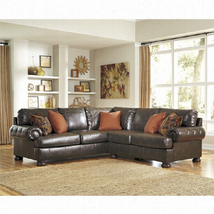 Ashley Nesbit 2 Piece Left Leather Ssectional In Antique