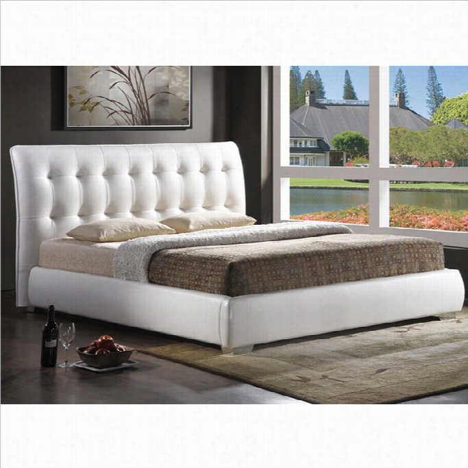 Baxton Studio Jeslyn King Platform Bed By The Side Of T Ufted Headboard In White