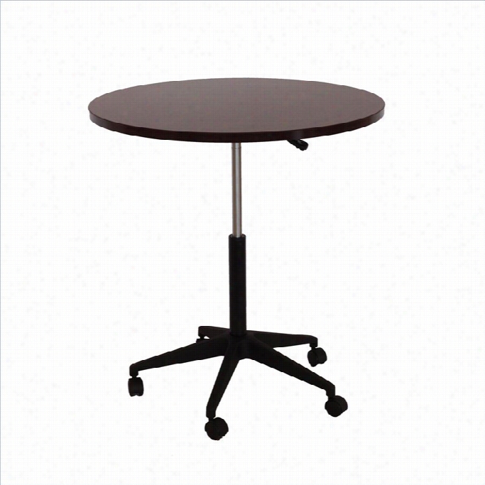 Boss Office Prooducts 32 Inch Mobile Round Table In Mahogany-mahogany