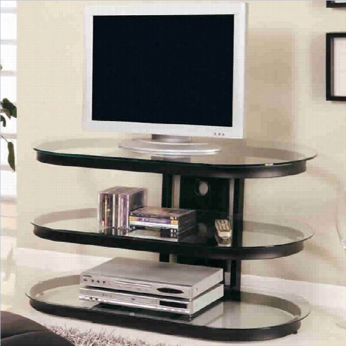 Coaster 42 Contemporaary Metal And Glass Media Console In Black