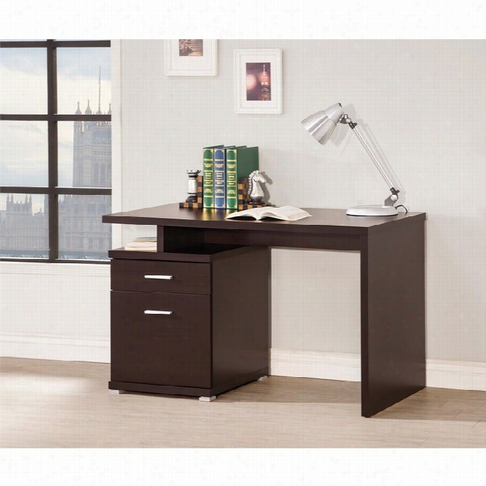 Coaster Contemporary Desk With Cabinet In Cappuccino