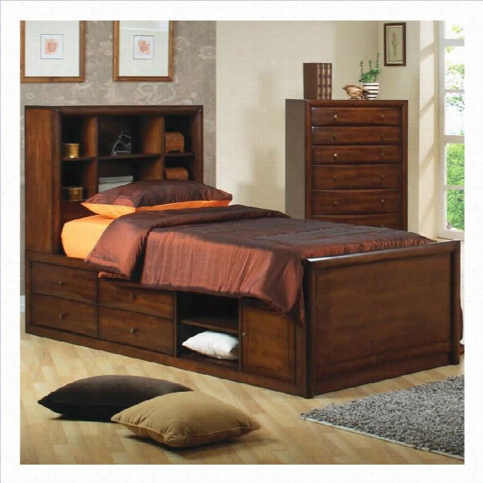 Coaster Hillary And Scotttsdale Bookcase Storage Bed In Warm Brown-full