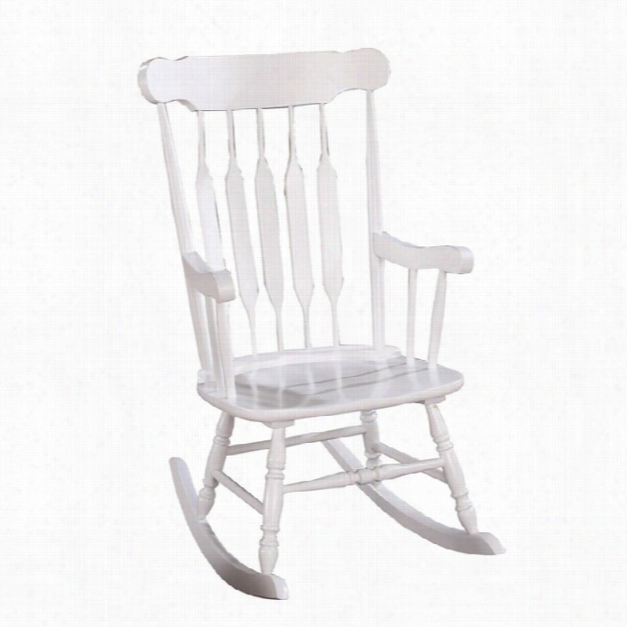 Coaser Slatted Back Rocking Chair In White