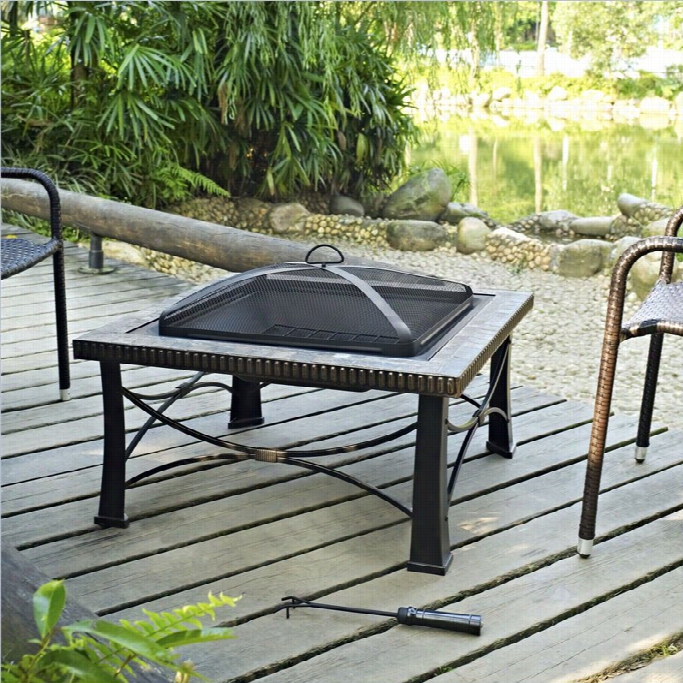 Crosley Firestonee Square Slate Firepit In Black