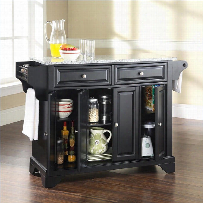 Crosle Yurniiture Lafayette Solid Gr Anit Top Kitchen Island In Bla Ck Finish