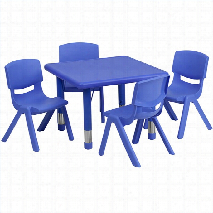 Flashh  Furniture 5 Piece Square Adjustable Activity Table Set In Blue