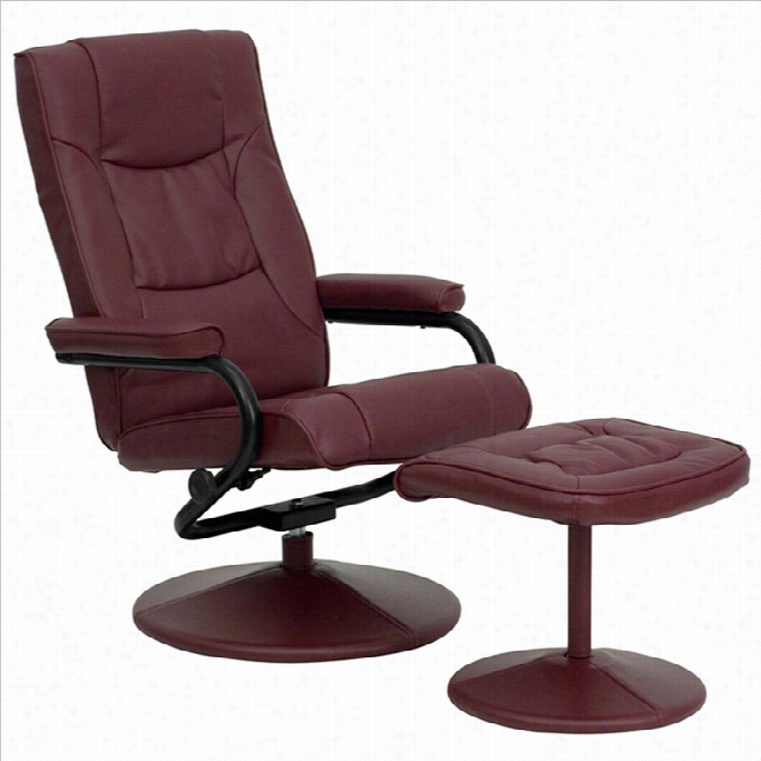 Falsh Furniture Contemporary Recliner And Ottoman In Burgundy