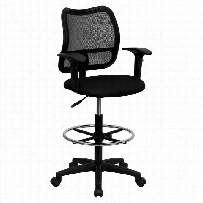 Flash Furniture Mid Back Mesh Drafting Chair In Black